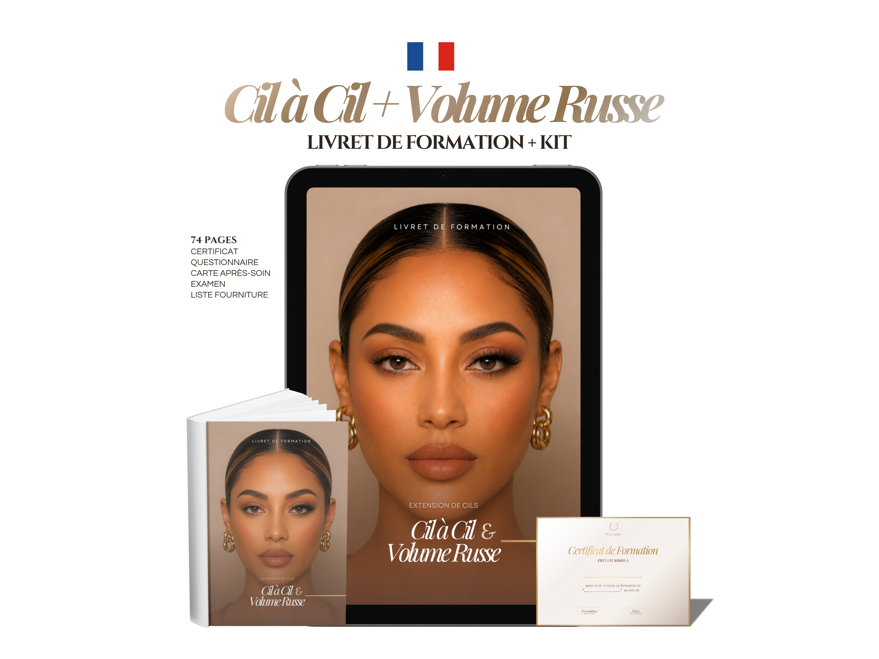 Modèle de Manuel de Formation Extensions de Cils | Kit de Formation Cils Classique & Volume Russe Canva