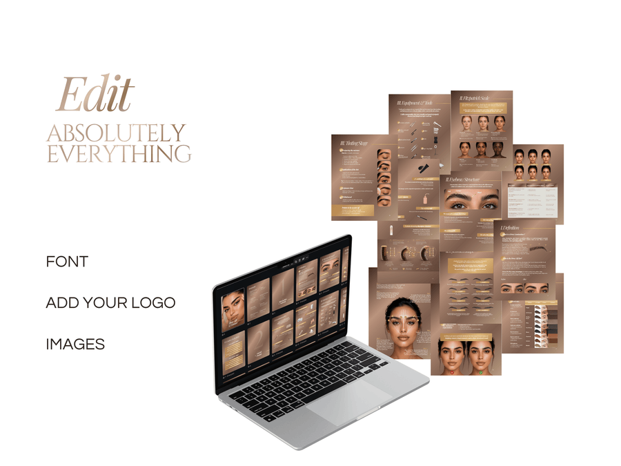 Brow Lamination & Tint Training Manual Template | Editable Canva Training Kit