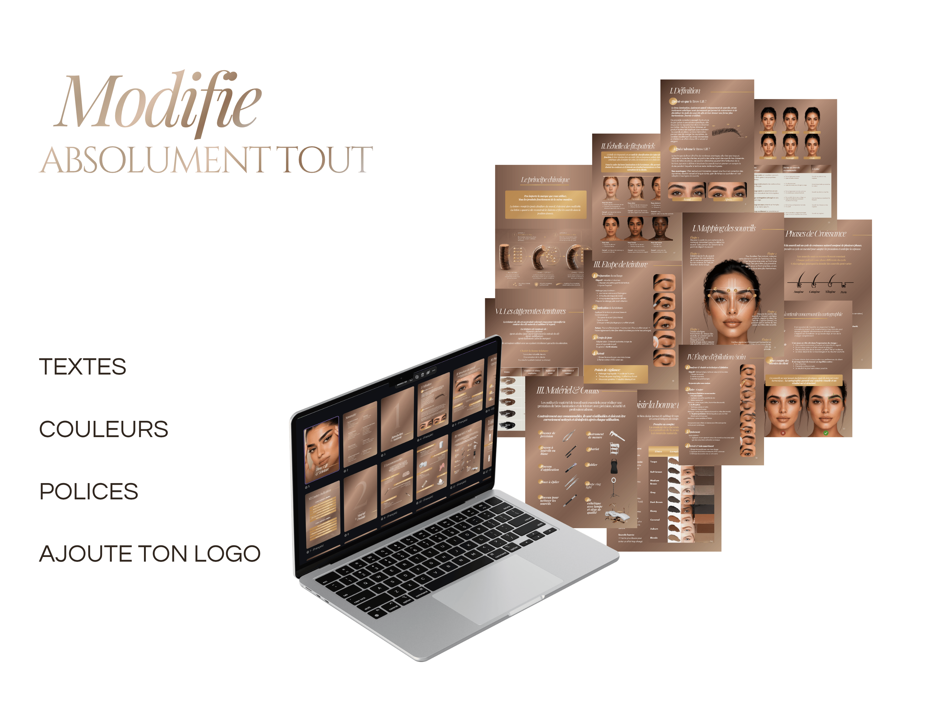 Modèle de Manuel de Formation Brow Lamination & Teinture | Livret & Kit de Formation Brow Lift Sourcils Canva