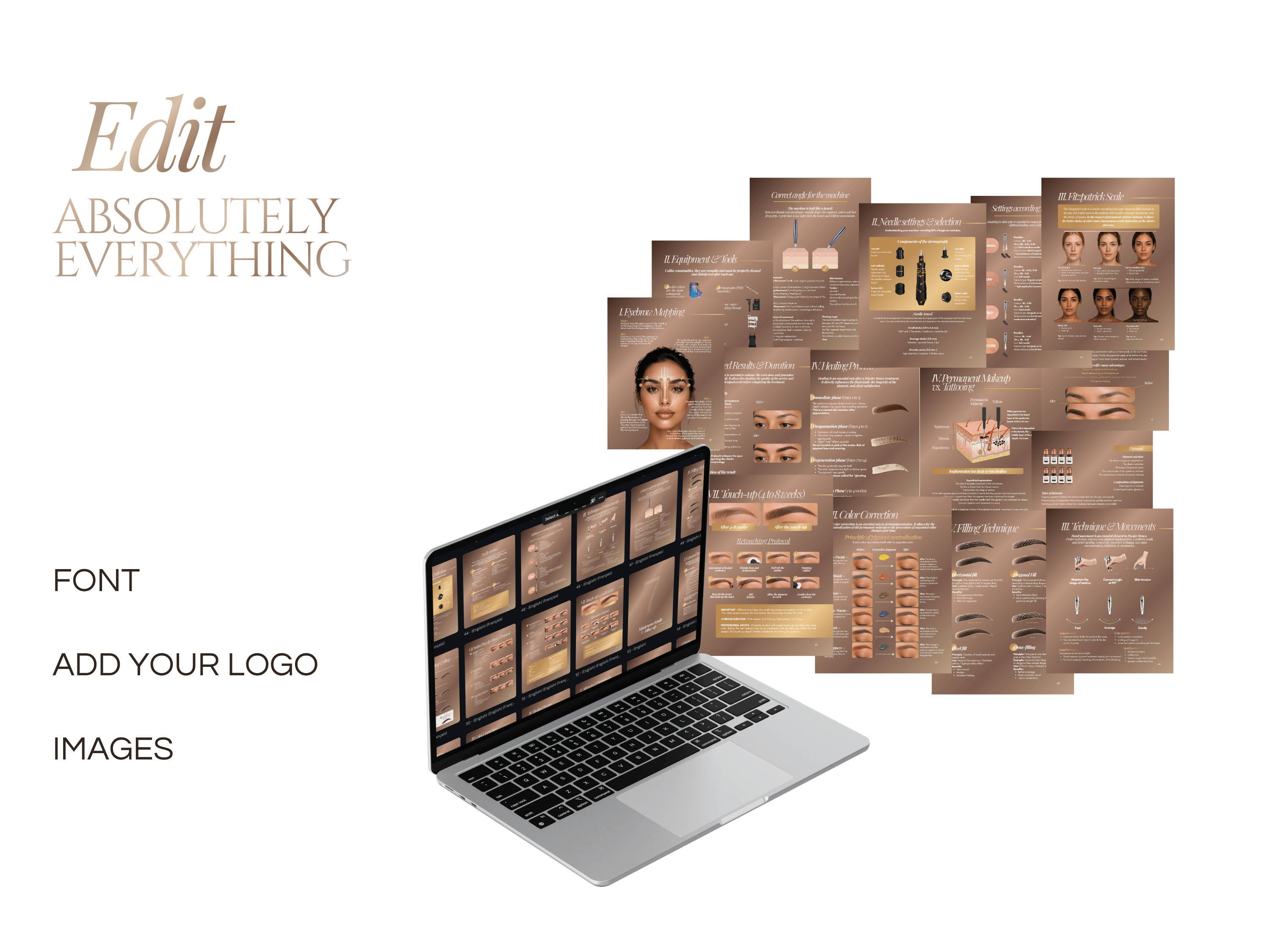 Ombré Powder Brows Training Manual Template | Editable PMU Training Kit Canva