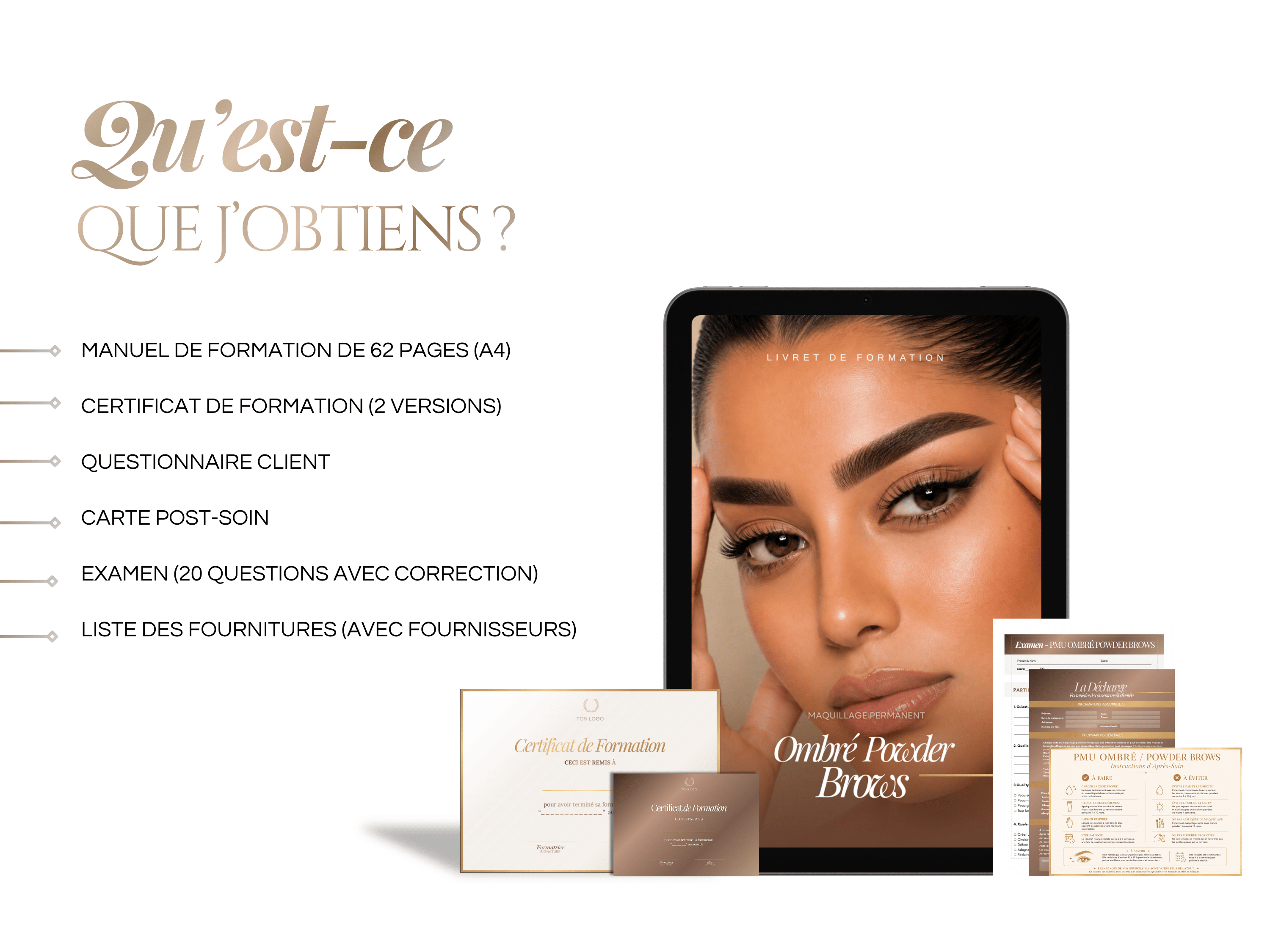 Modèle de Manuel de Formation Ombré Powder Brows | Livret PMU & Kit de Formation Canva