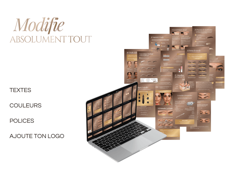 Modèle de Manuel de Formation Ombré Powder Brows | Livret PMU & Kit de Formation Canva