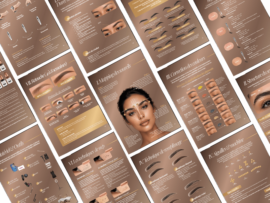 Modèle de Manuel de Formation Ombré Powder Brows | Livret PMU & Kit de Formation Canva