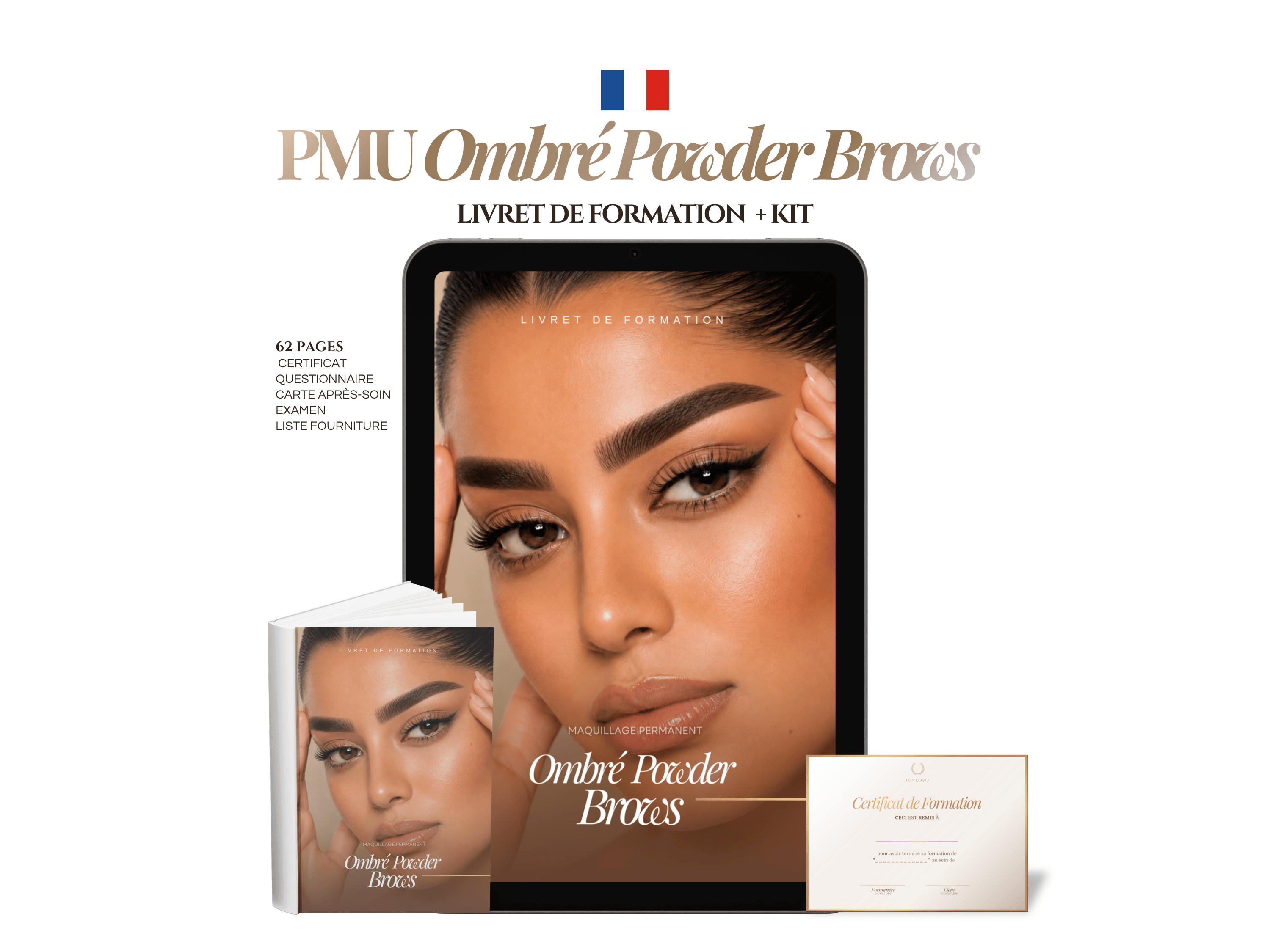 Modèle de Manuel de Formation Ombré Powder Brows | Livret PMU & Kit de Formation Canva