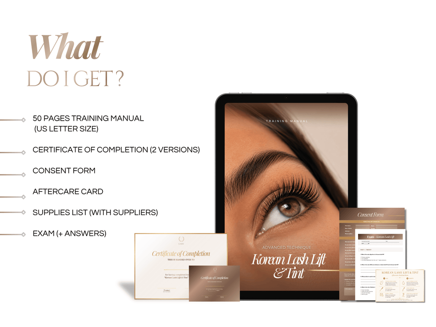 Korean Lash Lift & Tint Training Manual Template | Editable Lash Training Kit Canva