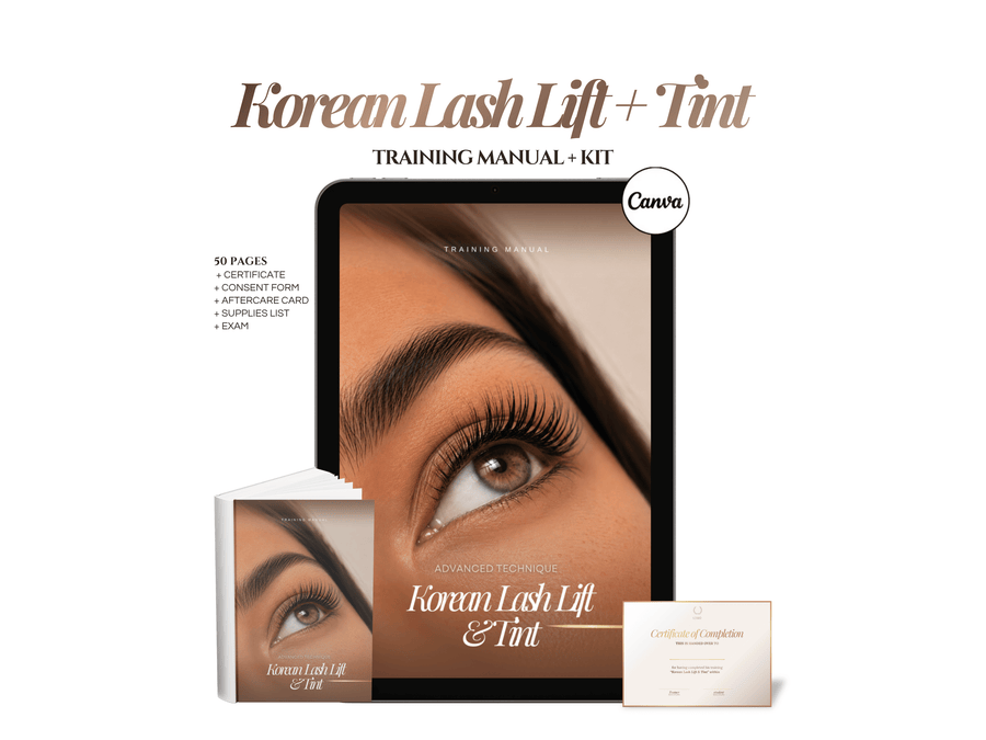 Korean Lash Lift & Tint Training Manual Template | Editable Lash Training Kit Canva