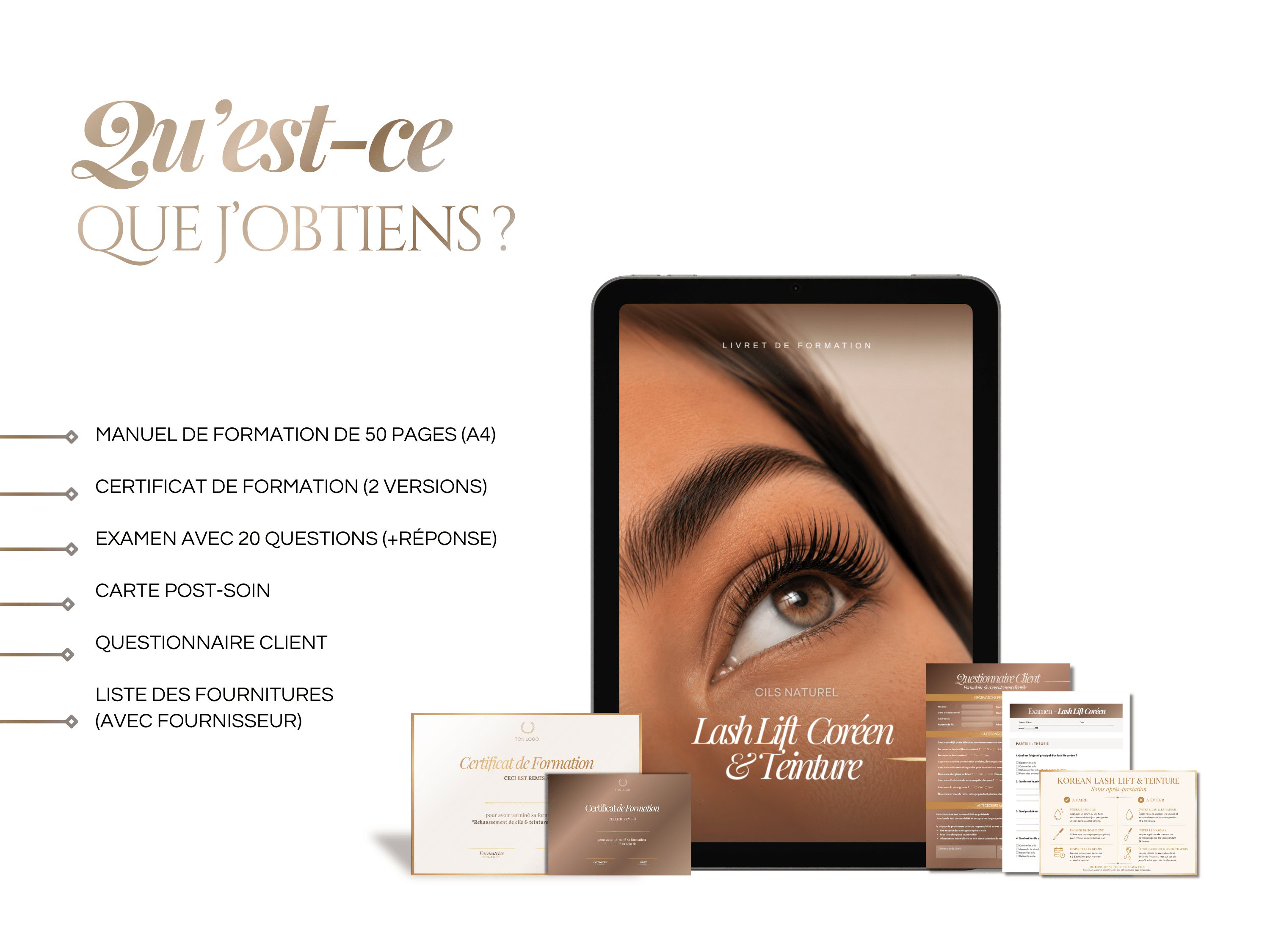 Modèle de Manuel de Formation Korean Lash Lift & Teinture | Livret & Kit de Formation Lash Lift Coréen Cils Canva