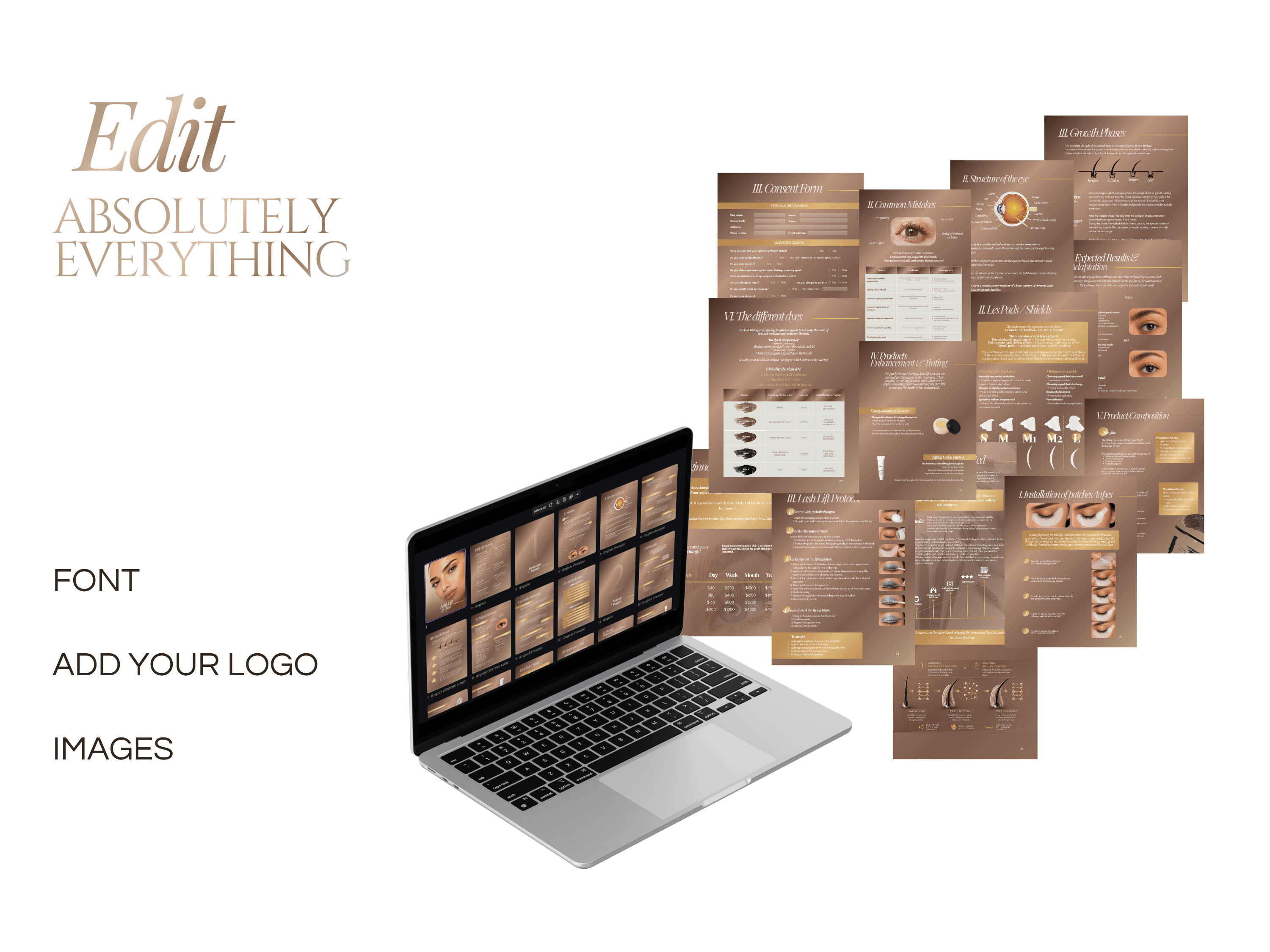 Lash Lift & Tint Training Manual Template | Editable Lash Training Kit Canva
