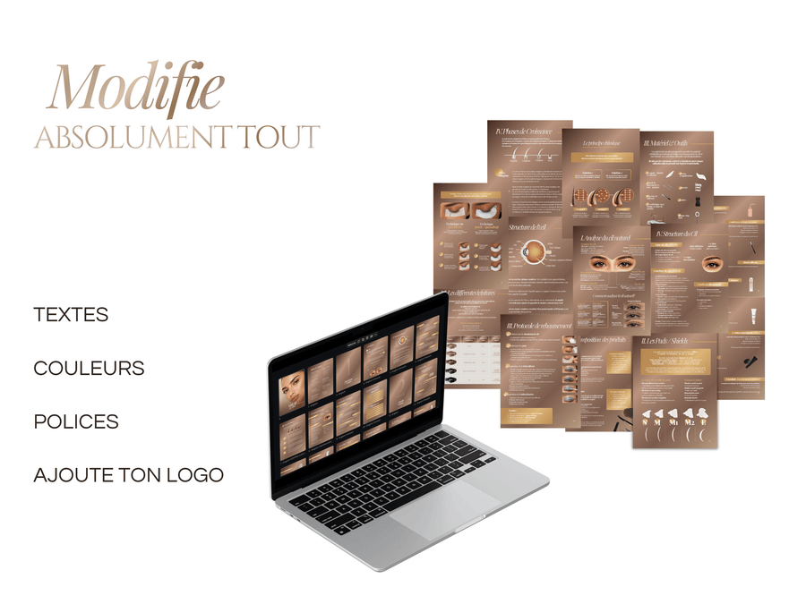Modèle de Manuel de Formation Lash Lift & Teinture | Livret & Kit de Formation Cils Canva