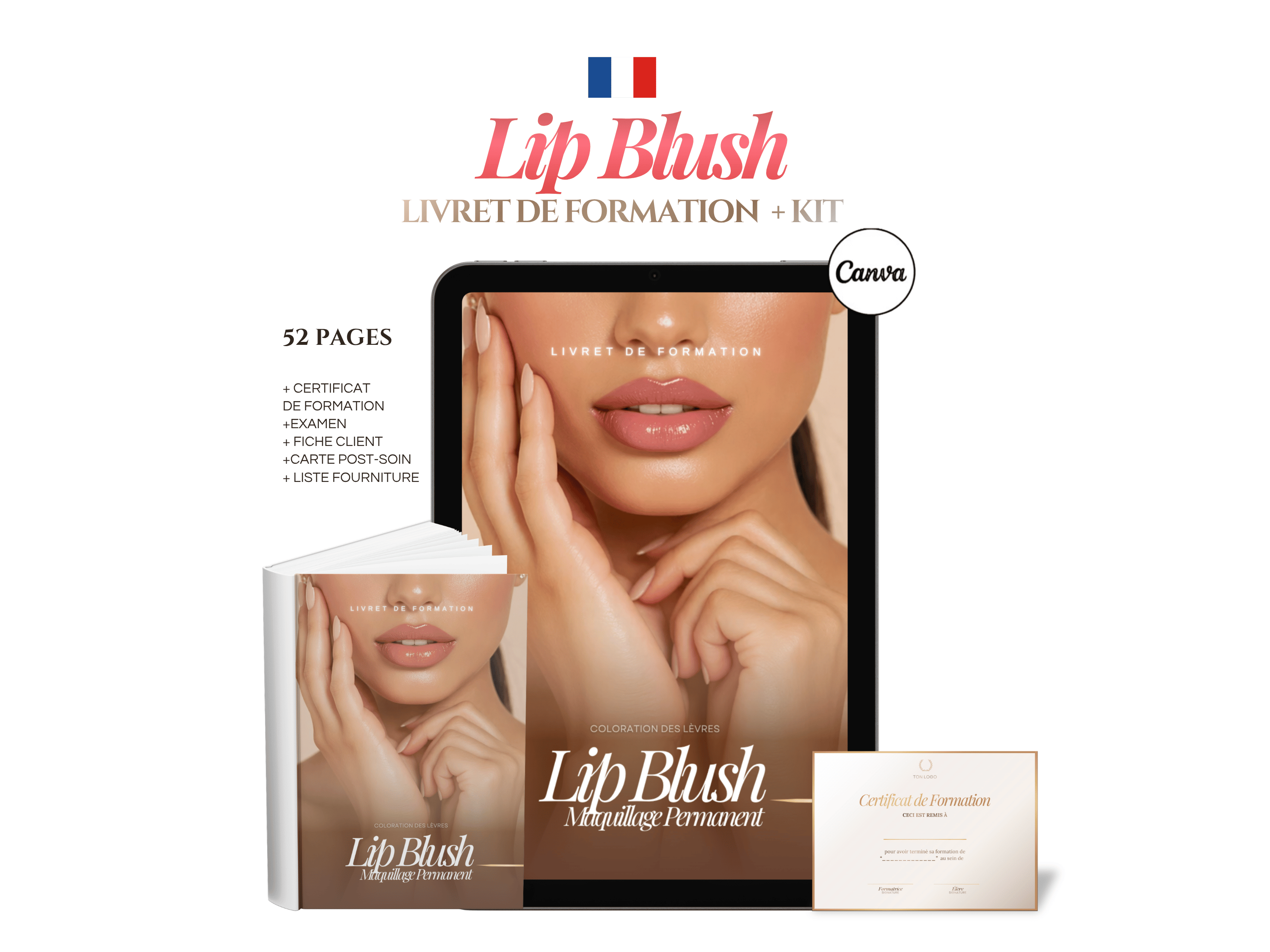 Modèle de Manuel de Formation Lip Blush | Livret & Kit de Formation PMU Lip Blush Canva