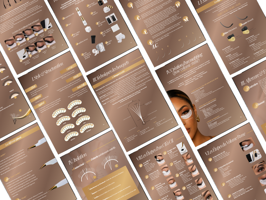 Modèle de Manuel de Formation Extensions de Cils | Kit de Formation Cils Classique & Volume Russe Canva