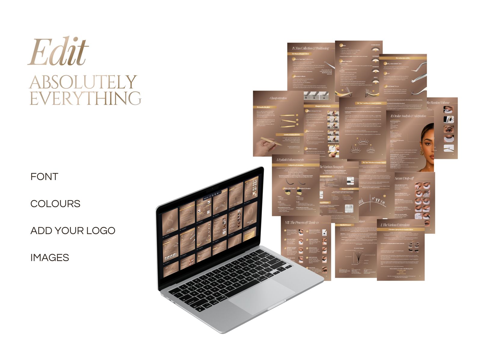 Lash Extensions Training Manual Template | Classic & Russian Volume Training Kit Canva